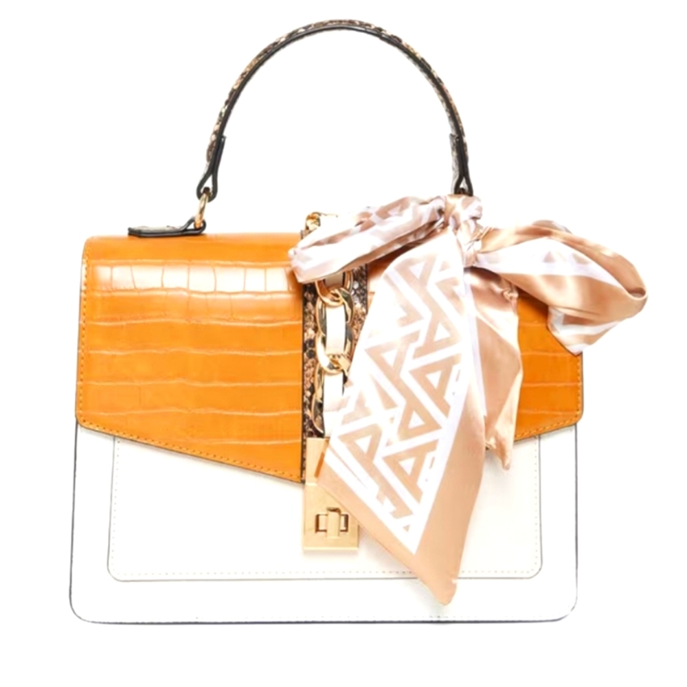 Aldo Cailla Textured White & Beige Top Handle Bag